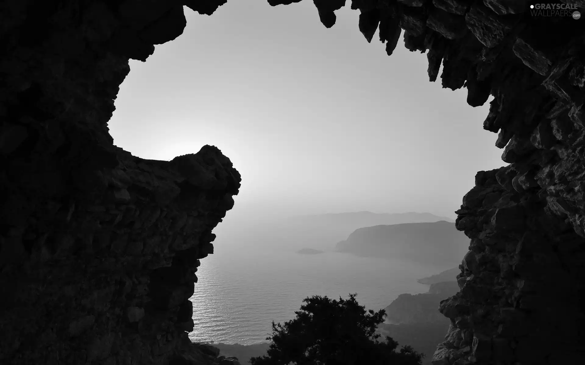 Fog, cave, lake