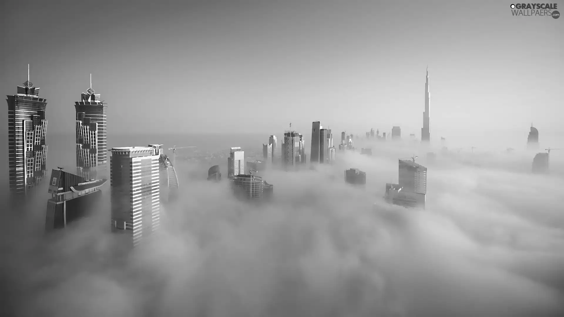 Fog, Dubaj, skyscraper