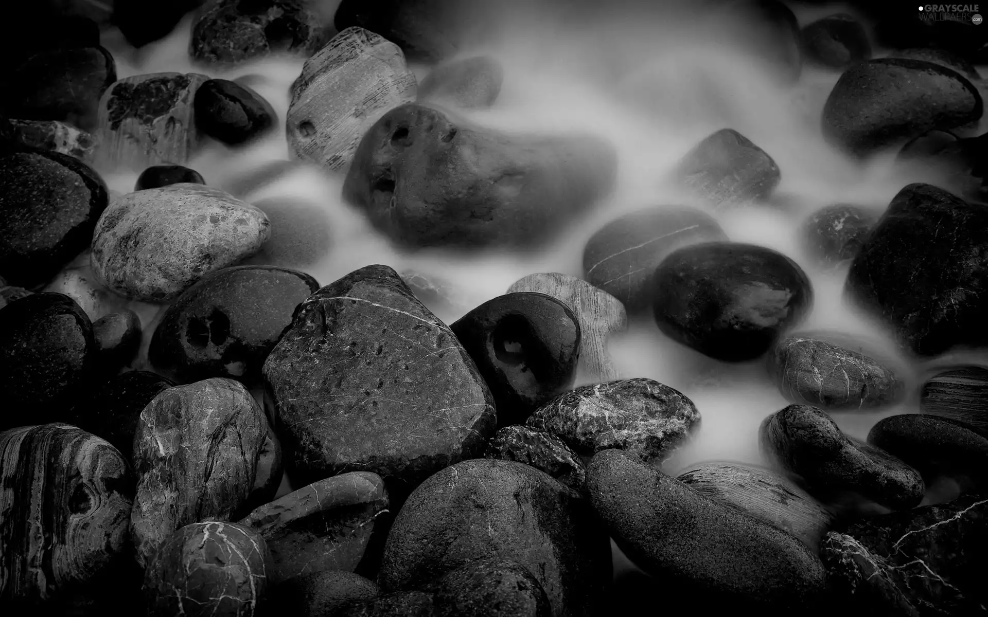 Fog, dark, Stones