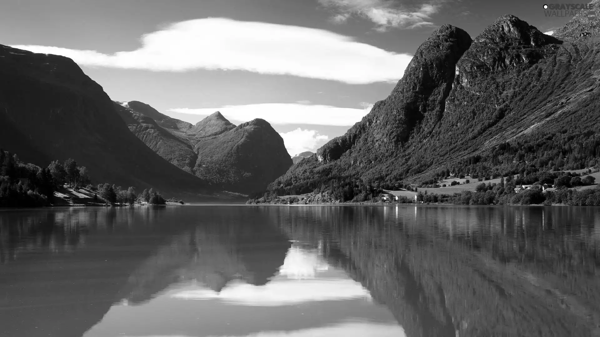 lake, Mountains, forest, Oldenvatnet