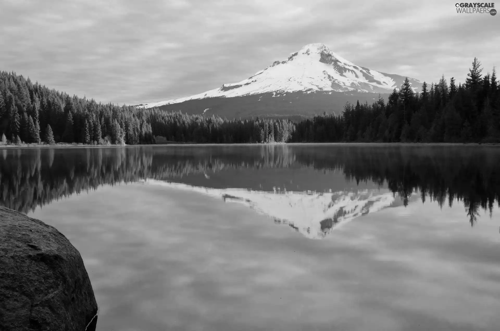 lake, reflection, forest, Mountains