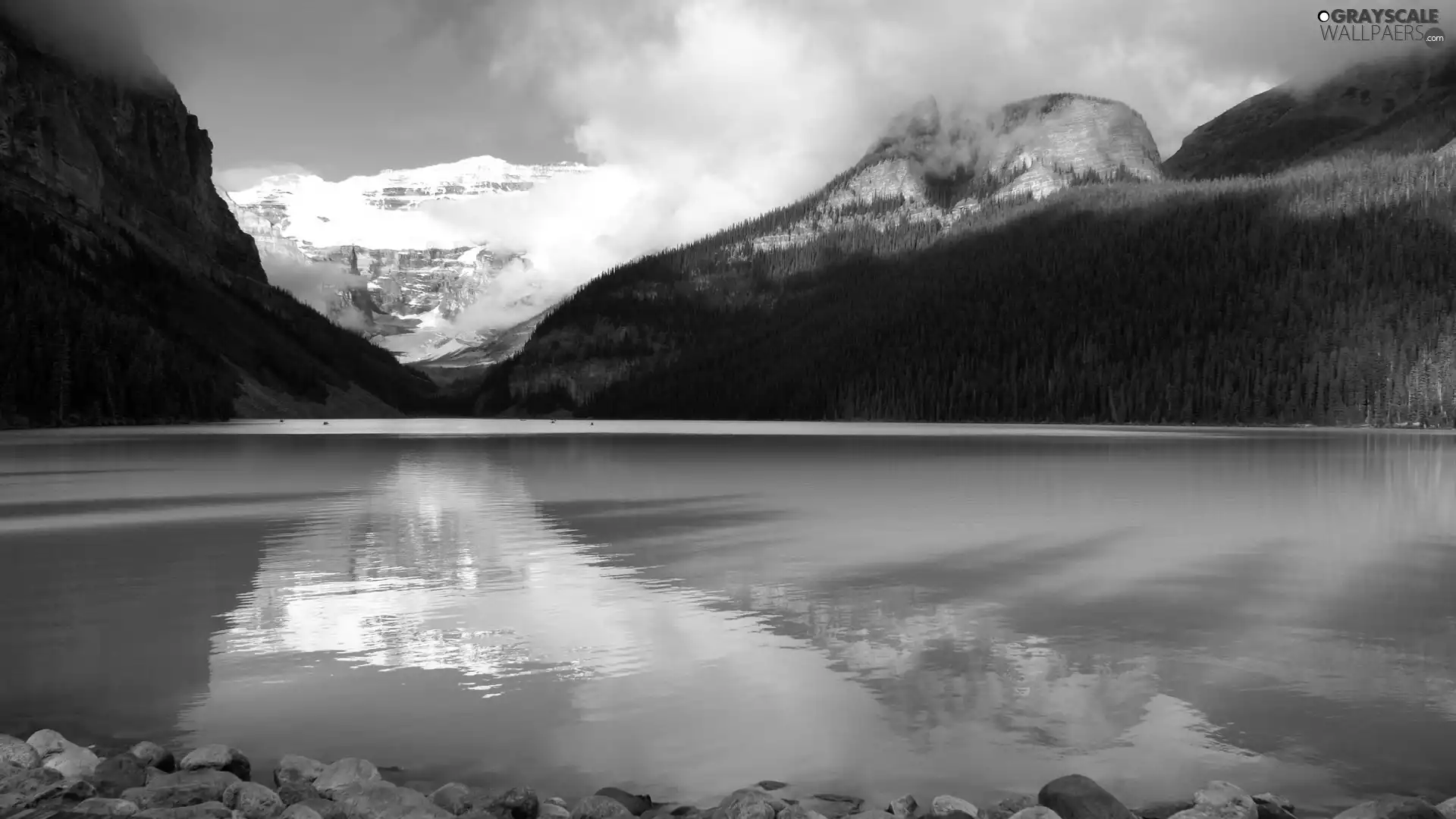 forest, lake, Mountains