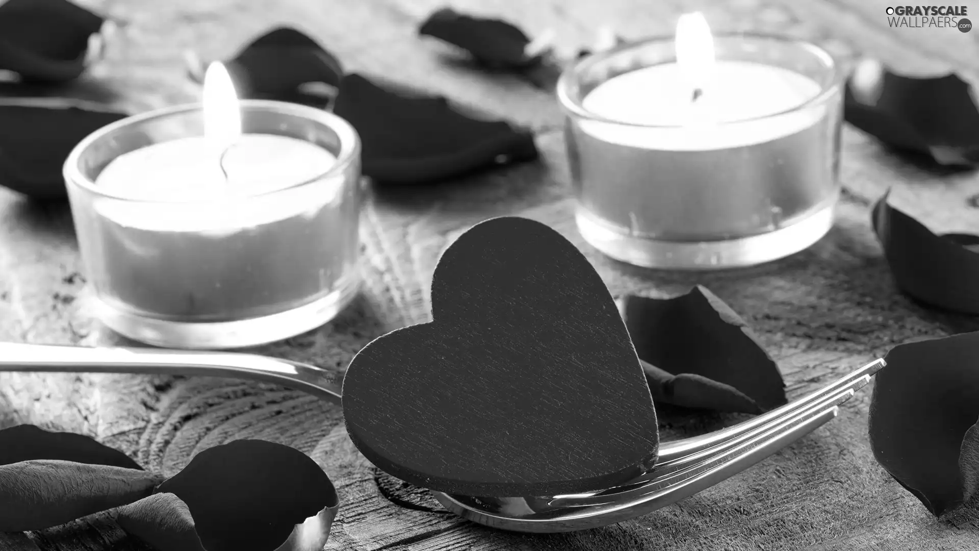 fork, Heart, candles