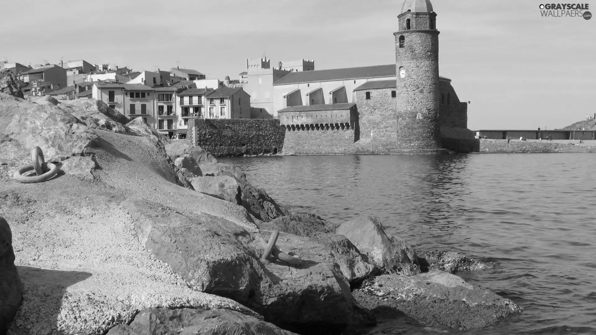 Houses, Stones, France, sea