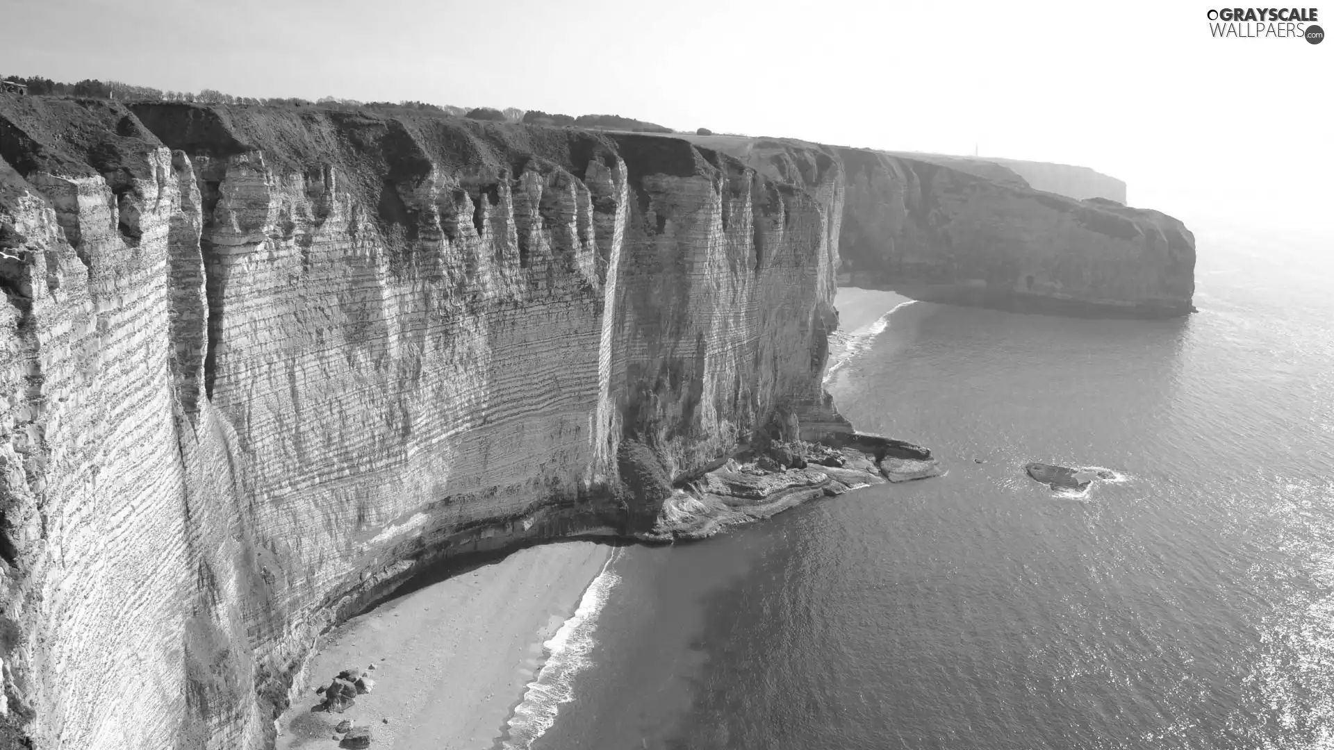 Beaches, cliff, Normandy, France, Étretat, sea