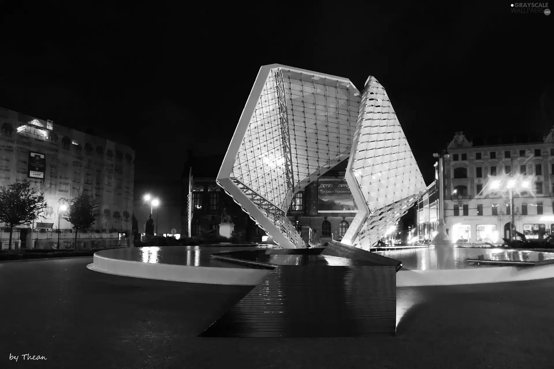 Poznań, Poland, freedom, Night, fountain