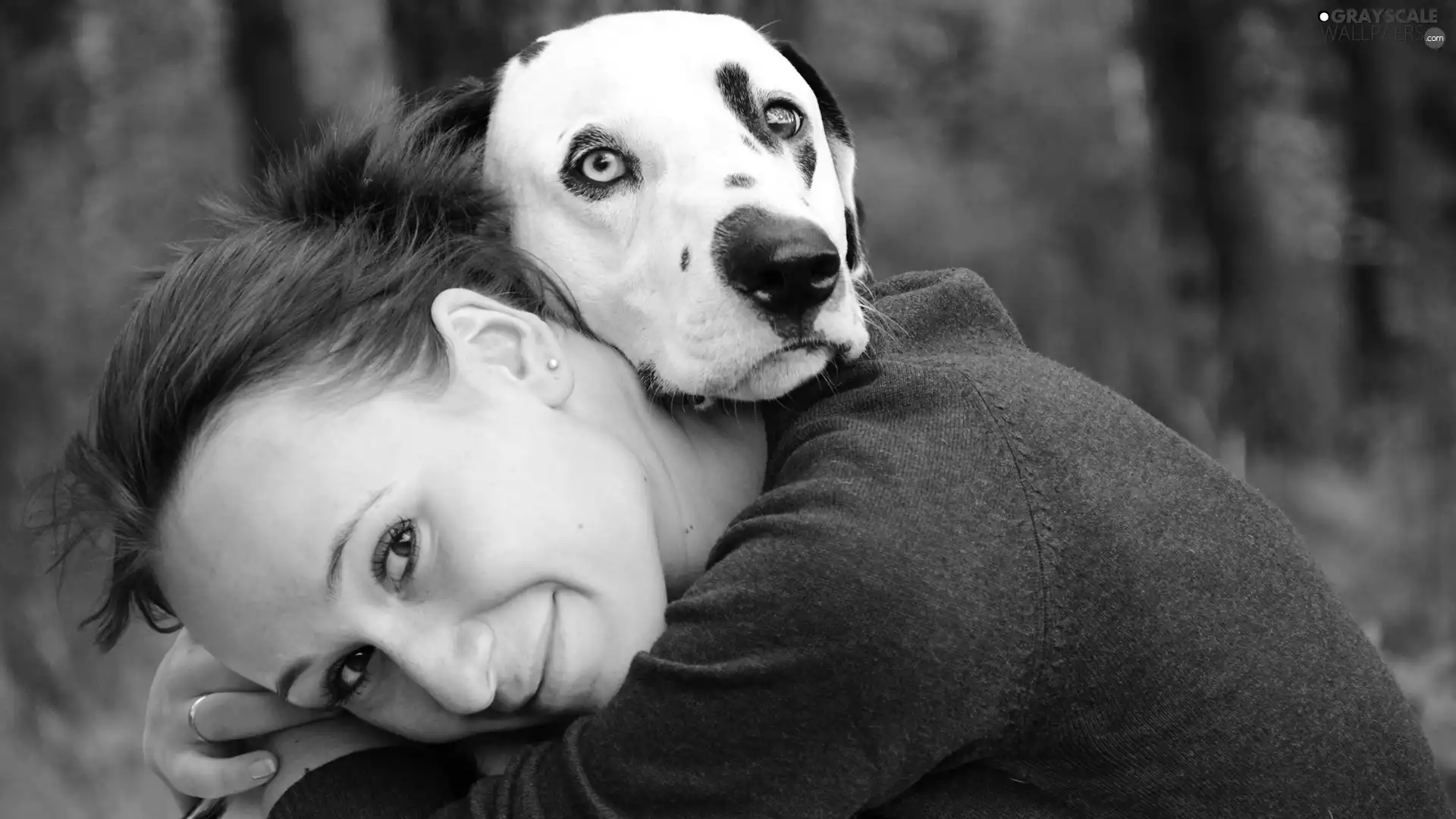 Women, Dalmatian, friendship, dog