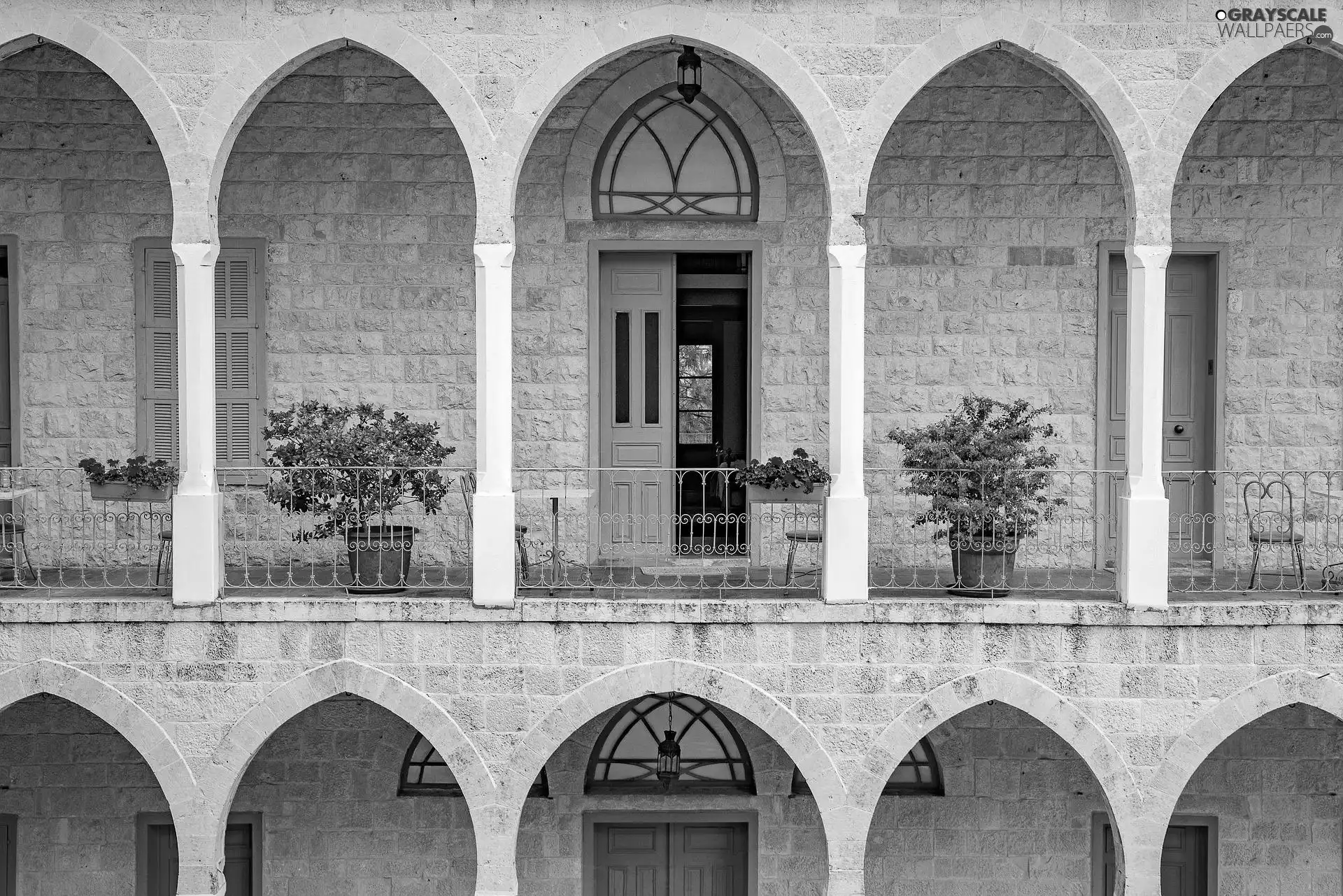 house, Balcony, Plants, front