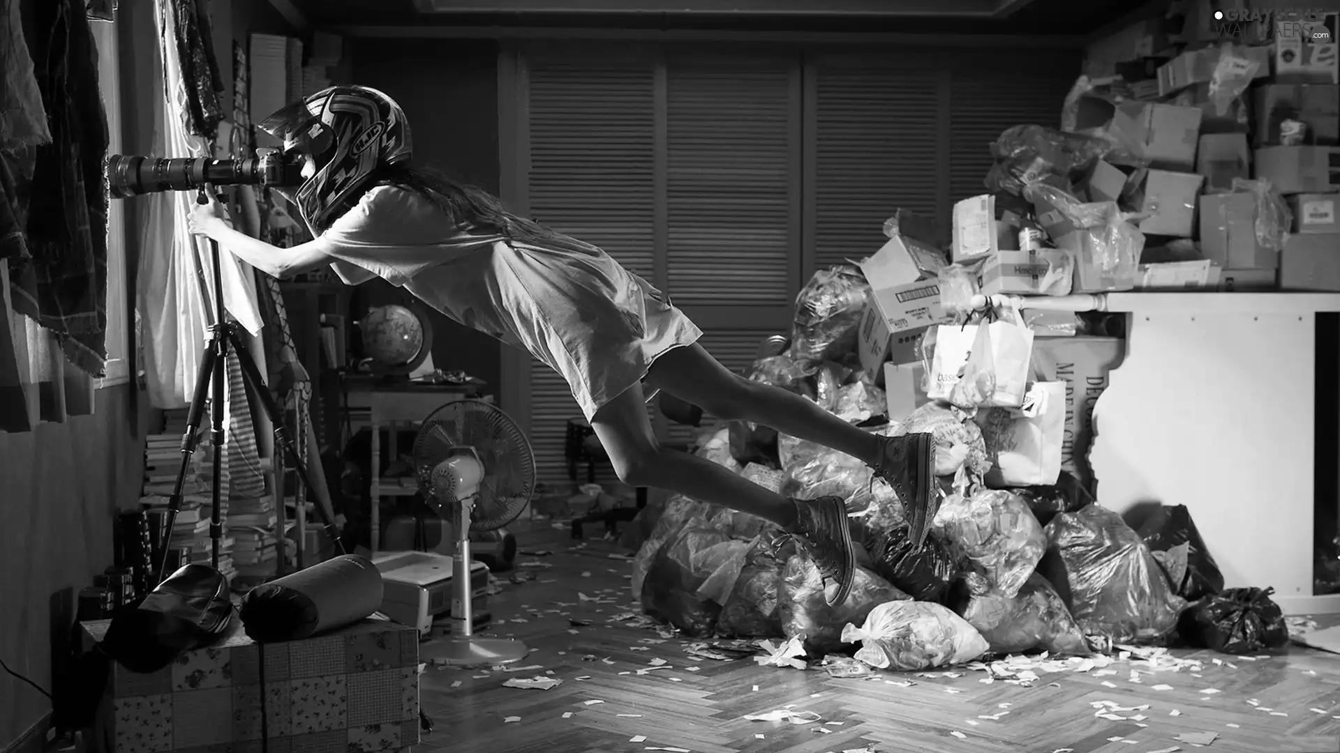 Space, Camera, garbage, girl