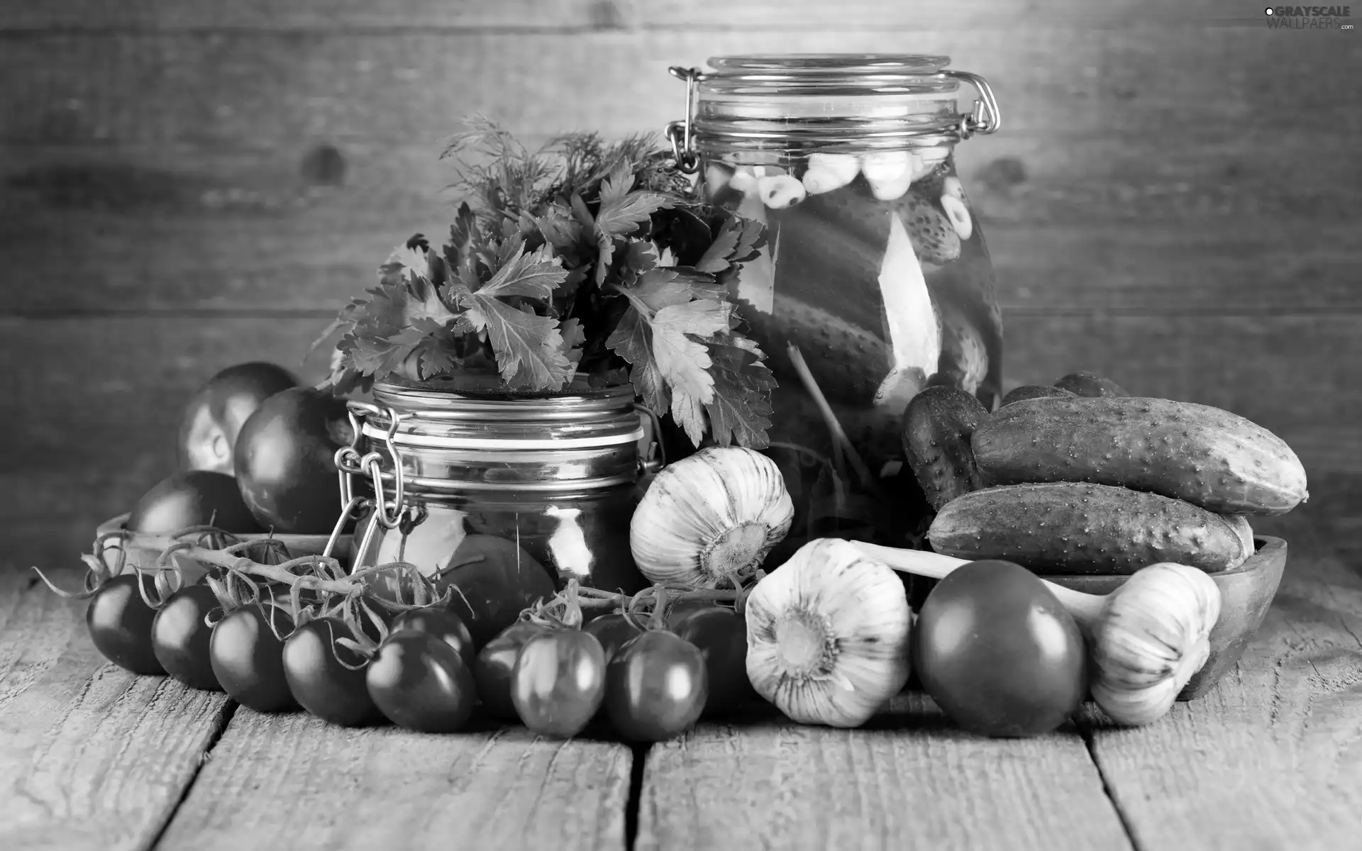 tomatoes, garlic, Jars, cucumbers, Preparations