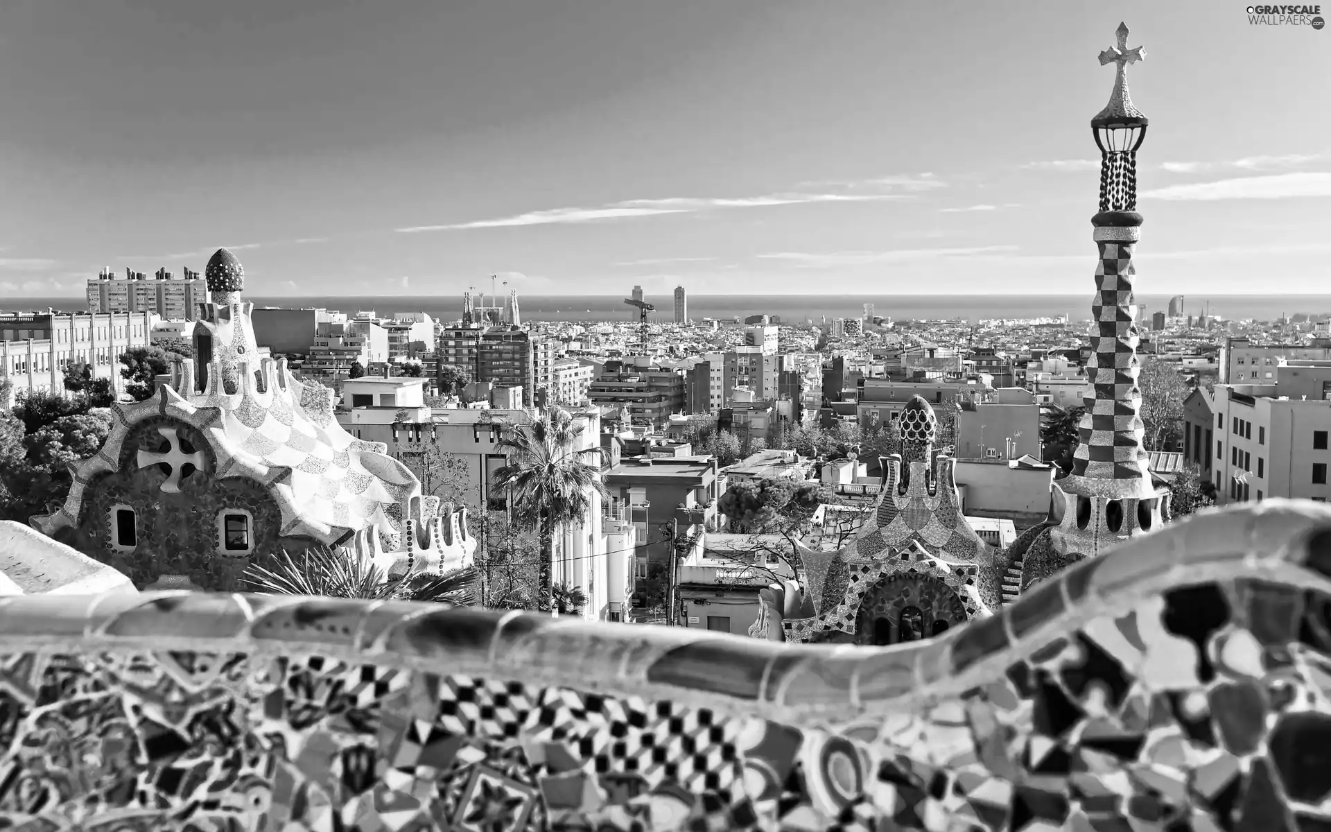 panorama, buildings, Gaudi, Barcelona