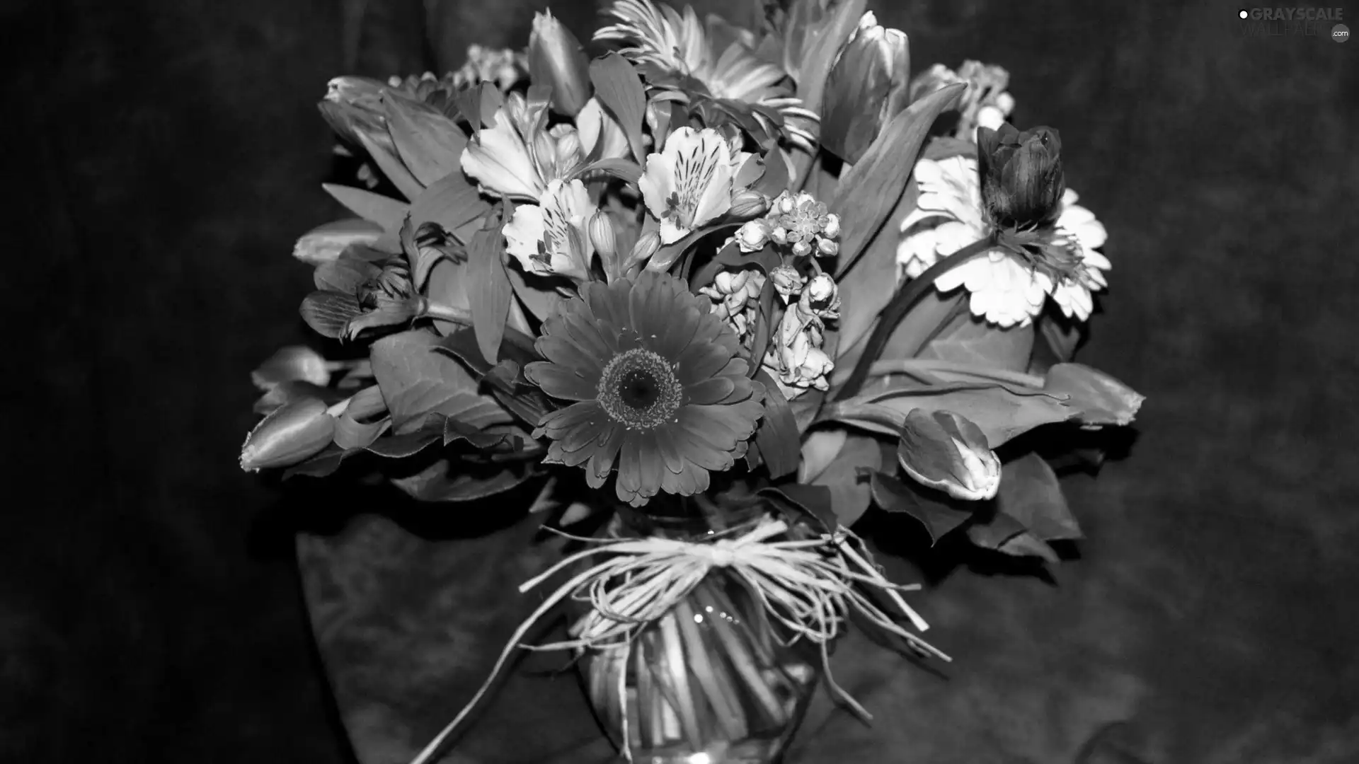 Flowers, composition, gerberas, Tulips, Alstroemeria, bouquet