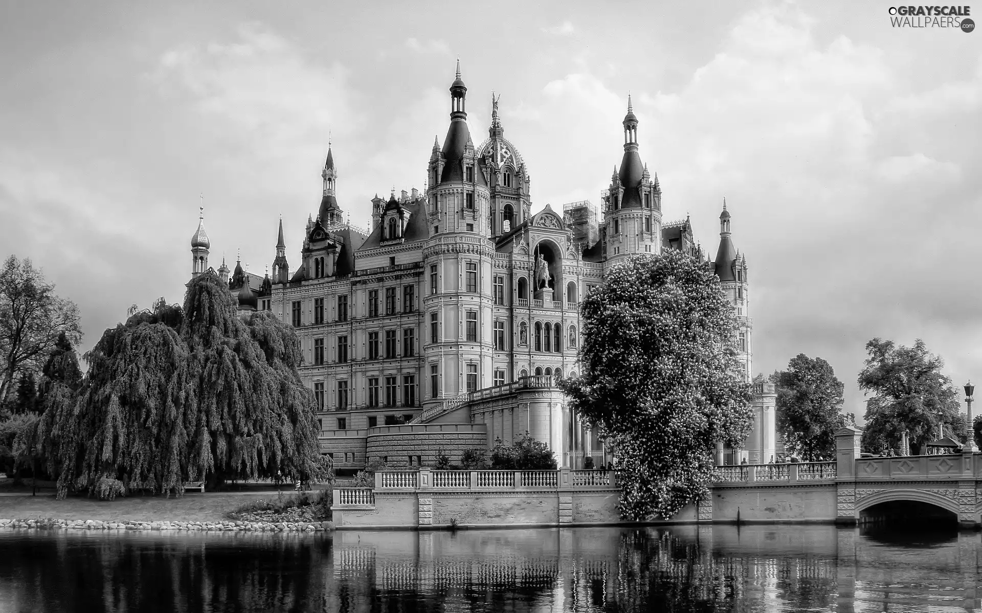 Castle, River, Germany, bridge