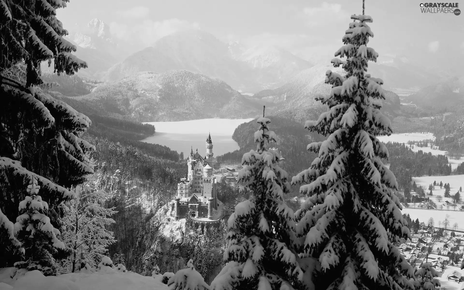 Castle, winter, Germany, Neuschwanstein