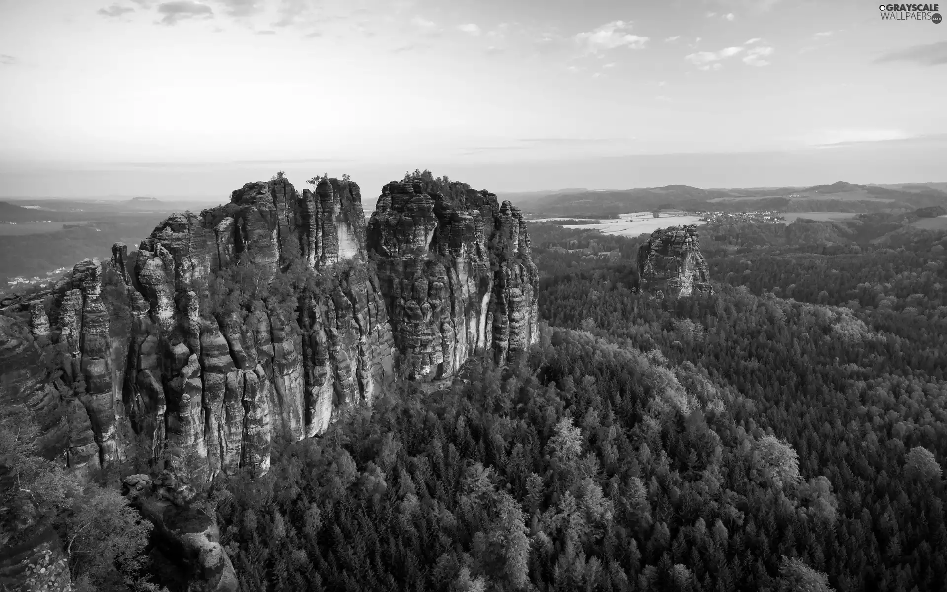 Mountains, woods, Germany, Rocky
