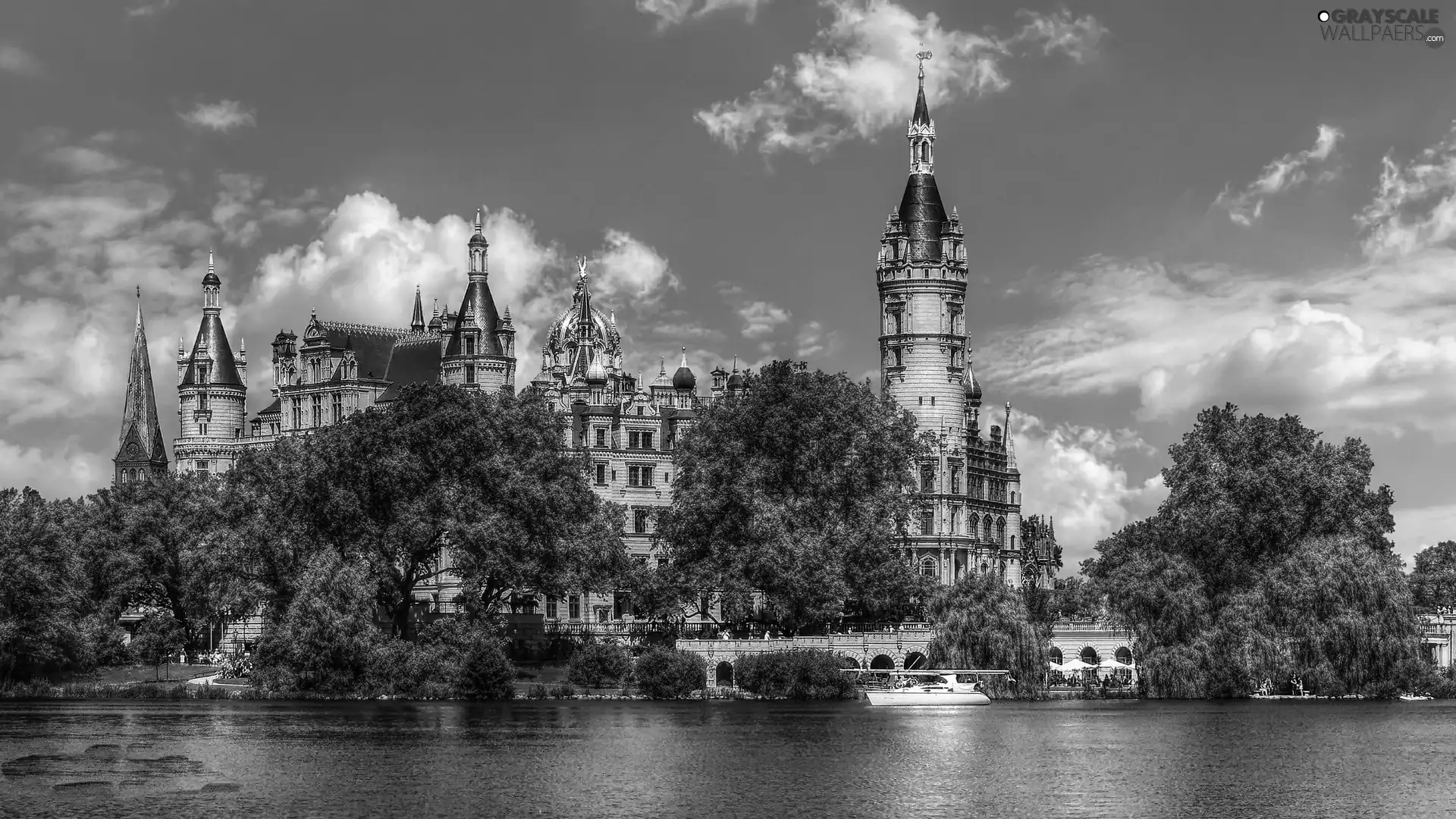 Castle, River, Germany, Schwerin