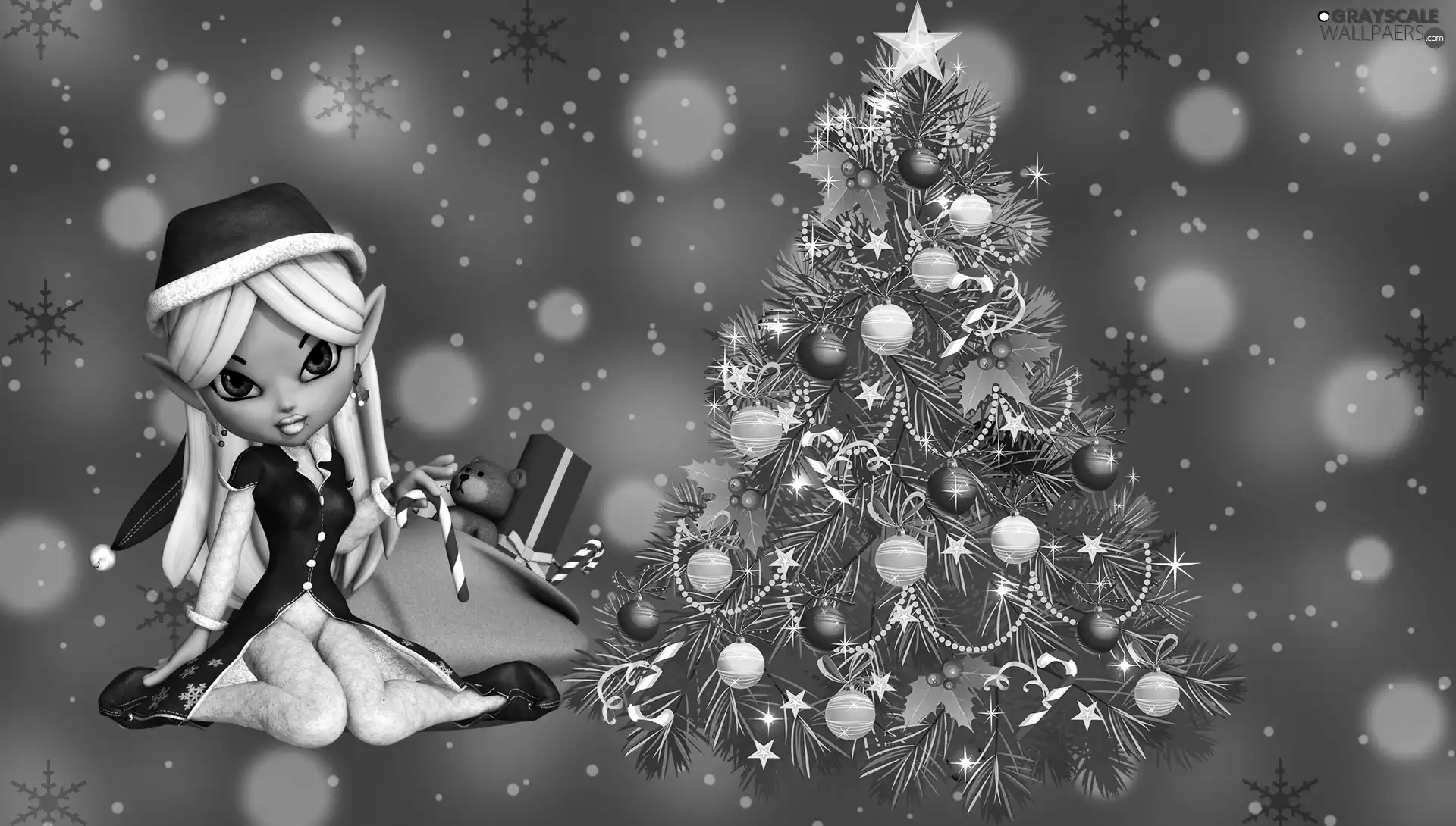 Christmas, dolly, gifts, christmas tree