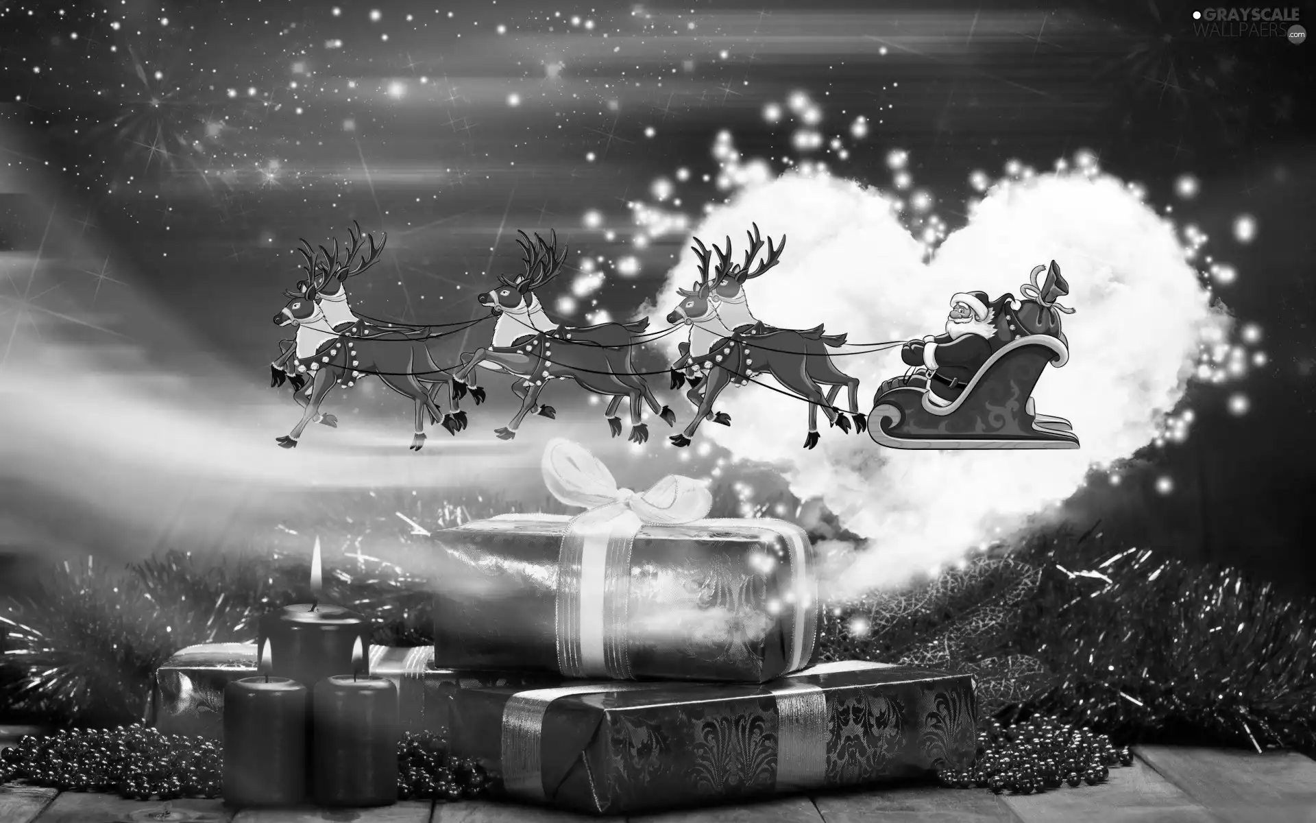 christmas, reindeer, gifts, Santa