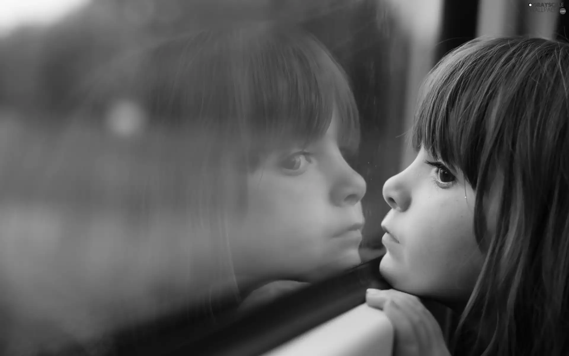 Glass, reflection, girl, Window, Kid