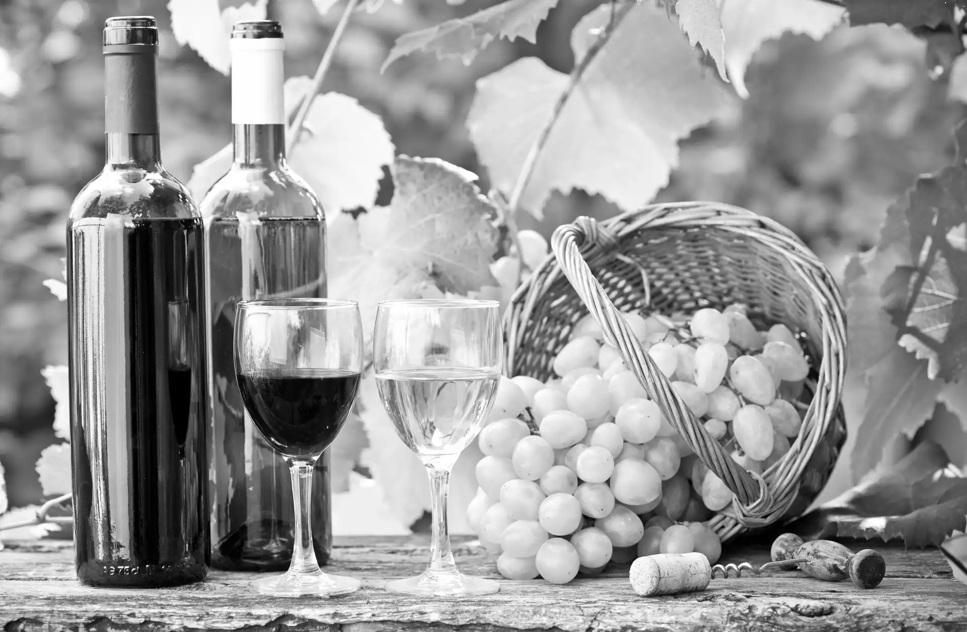 Bottles, Grapes, glasses, Wines