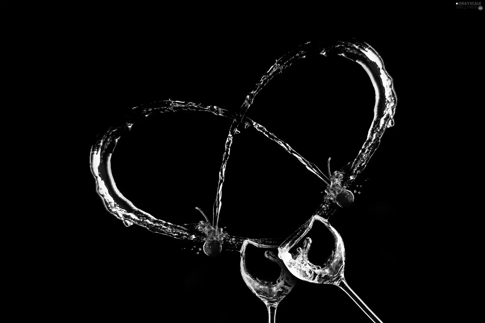 glasses, water, Heart