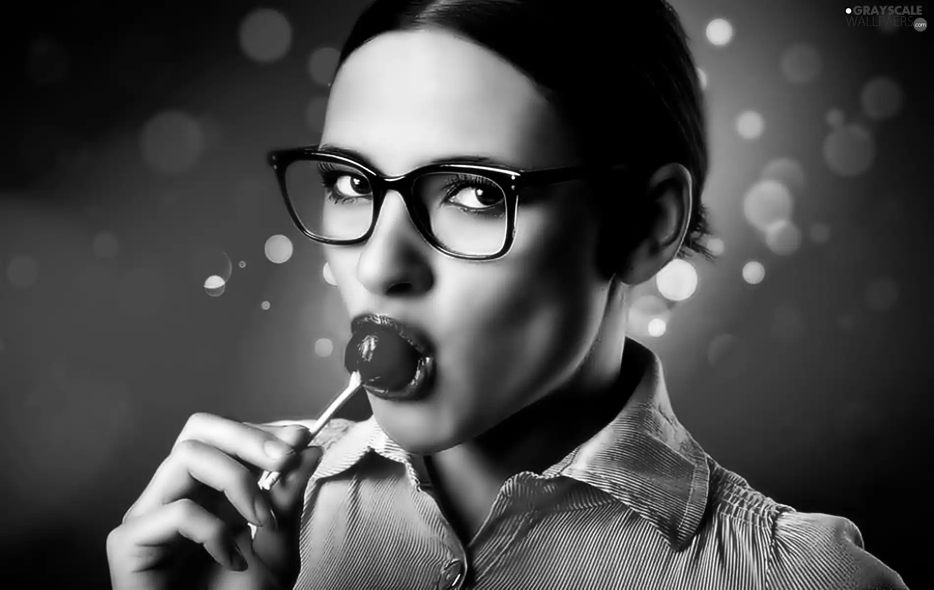 Glasses, Women, Lollipop