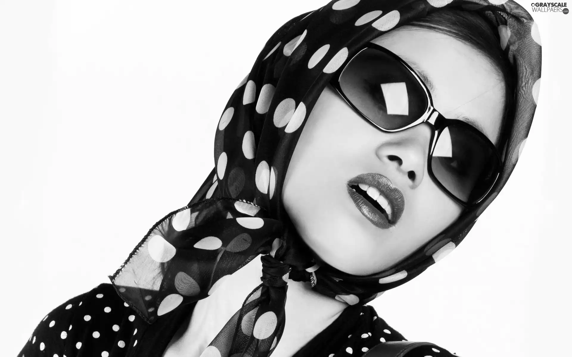 Women, scarf, Glasses, make-up