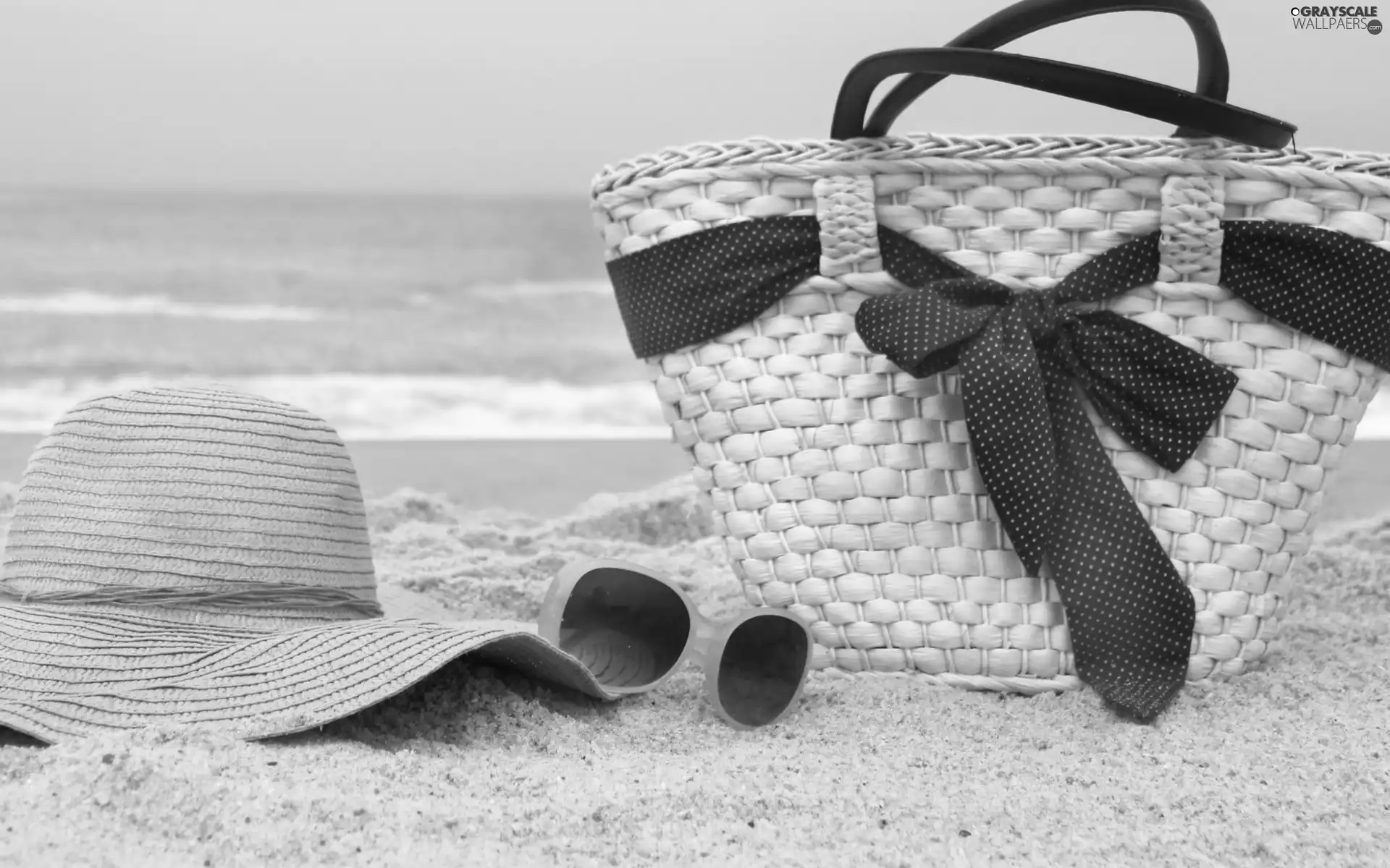 basket, Beaches, Glasses, summer, Hat, sea