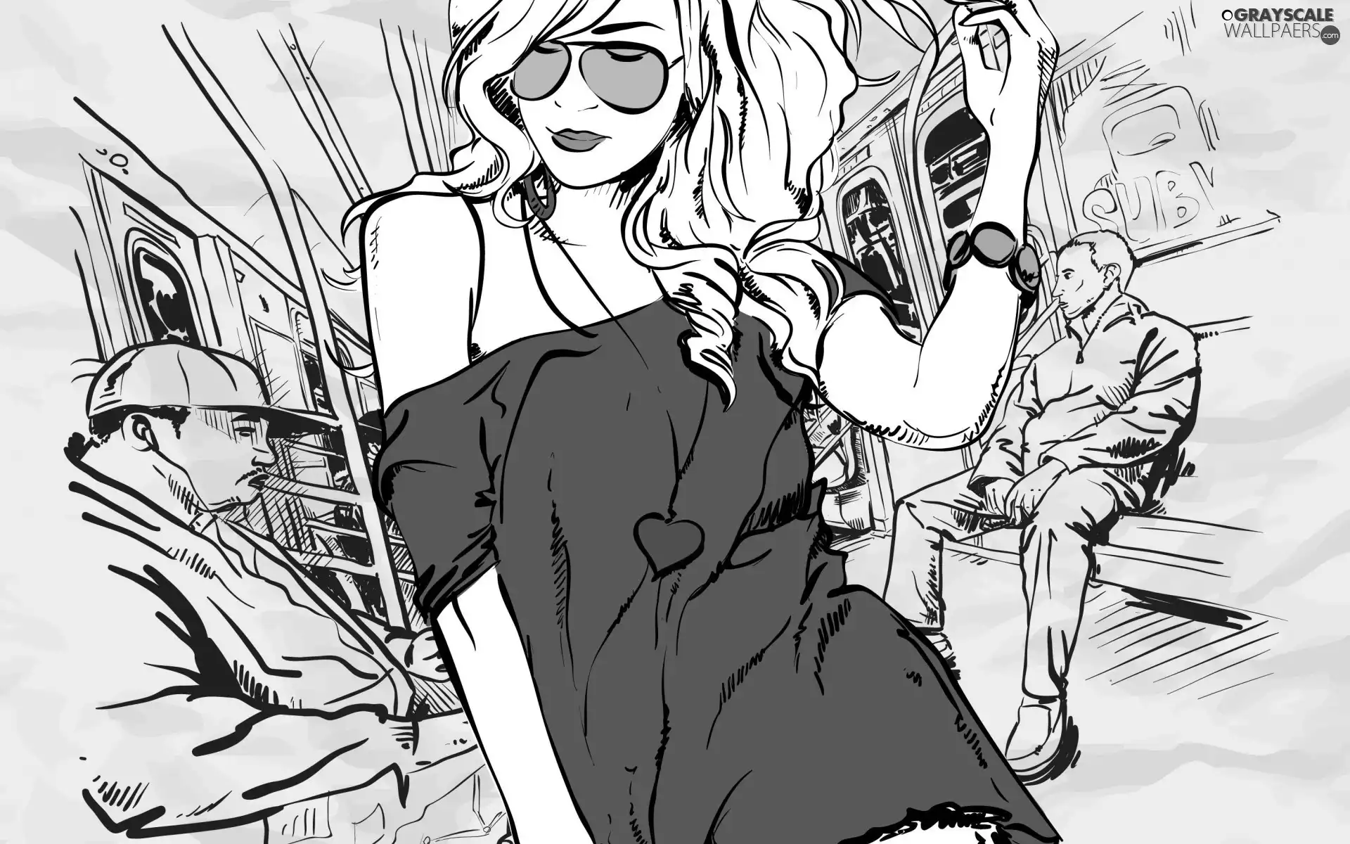 Glasses, Drawing, Women