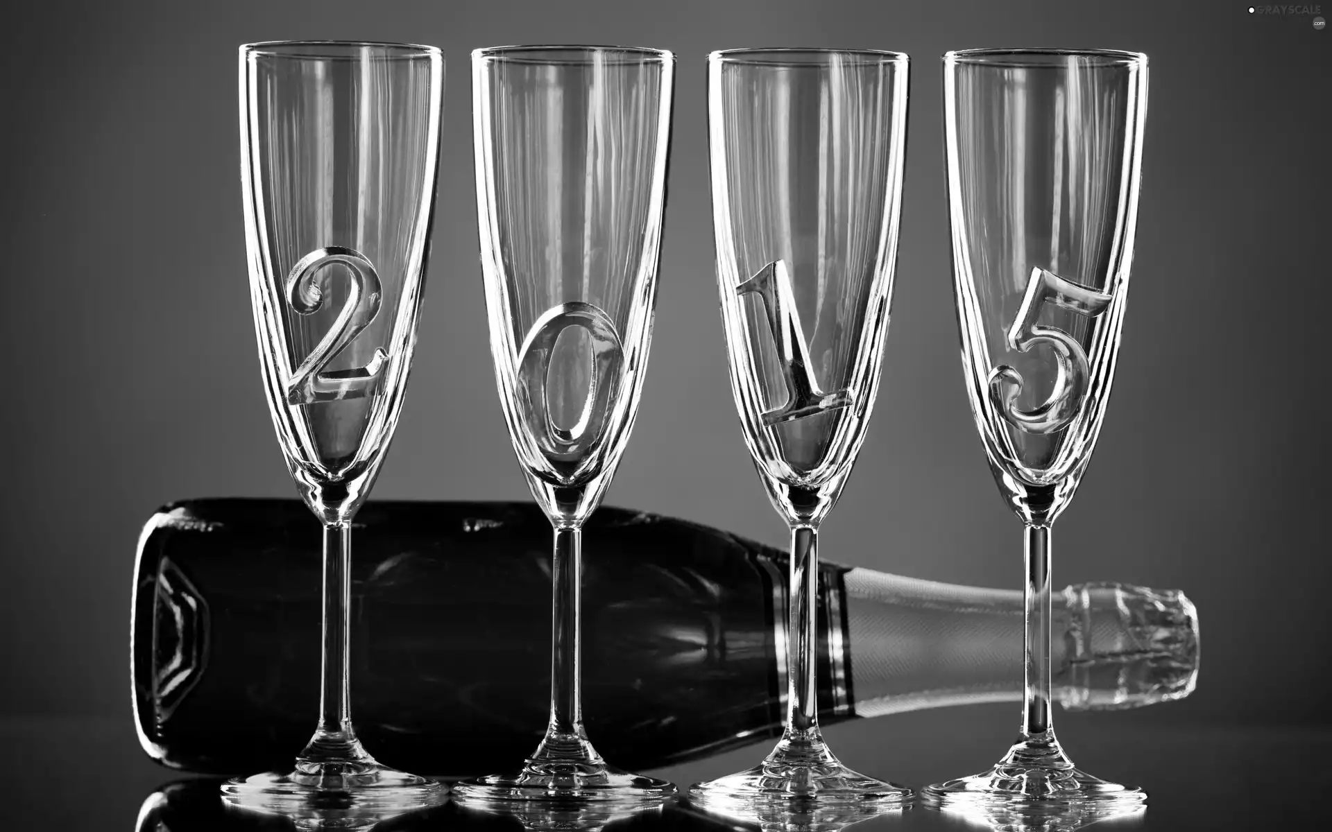 New Year, Champagne, glasses, 2015