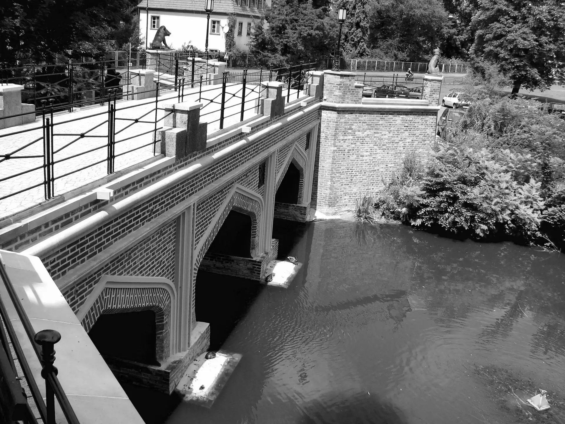 bridge, River, In Kornik, House, To The Castle, Gluszynka