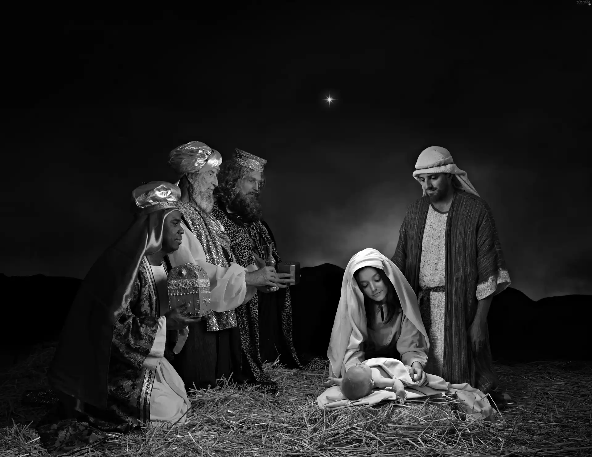 God, birth, Three, Kings, crib