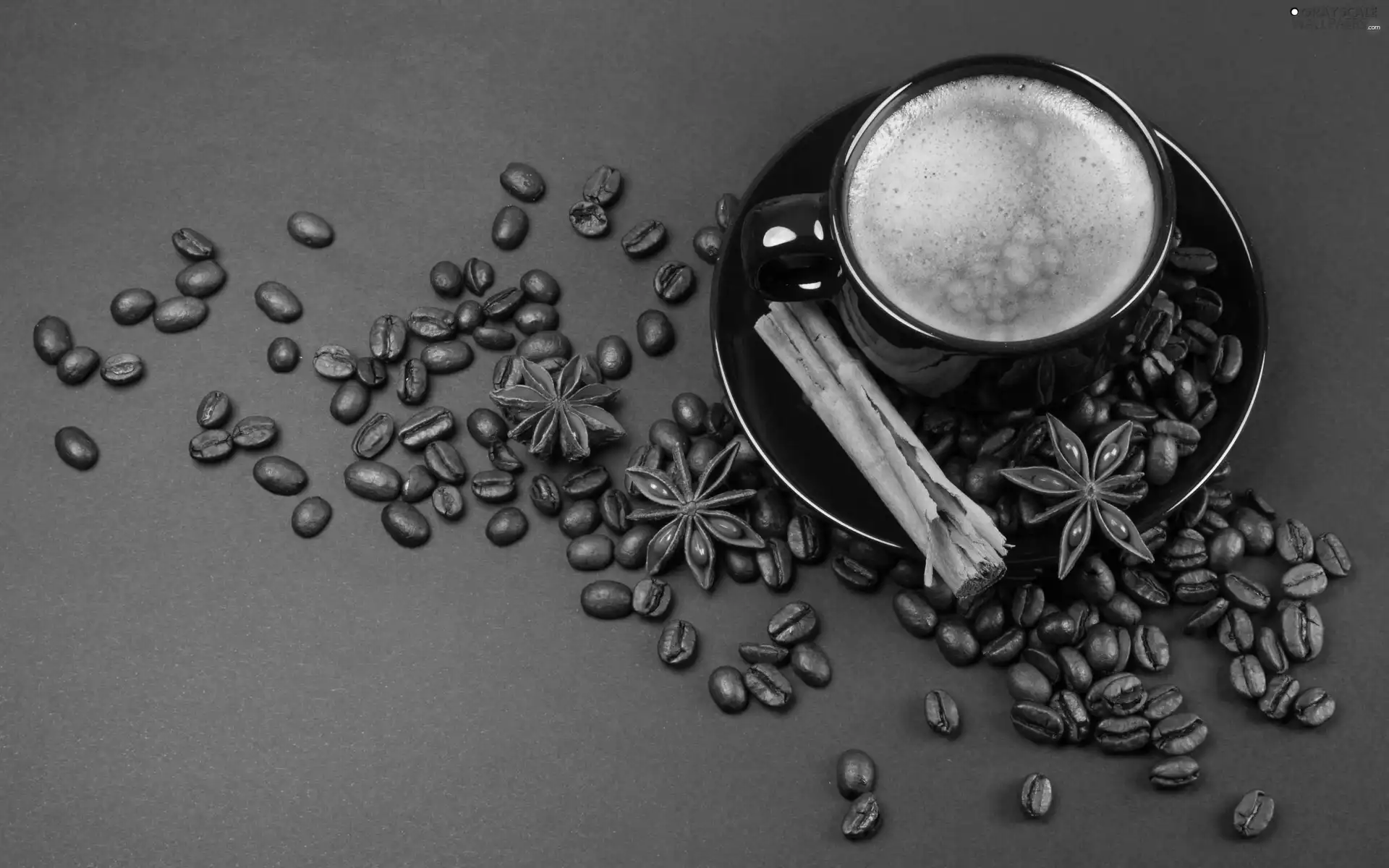 coffee, cup, cinnamon, plate, Brown, grains, Stars