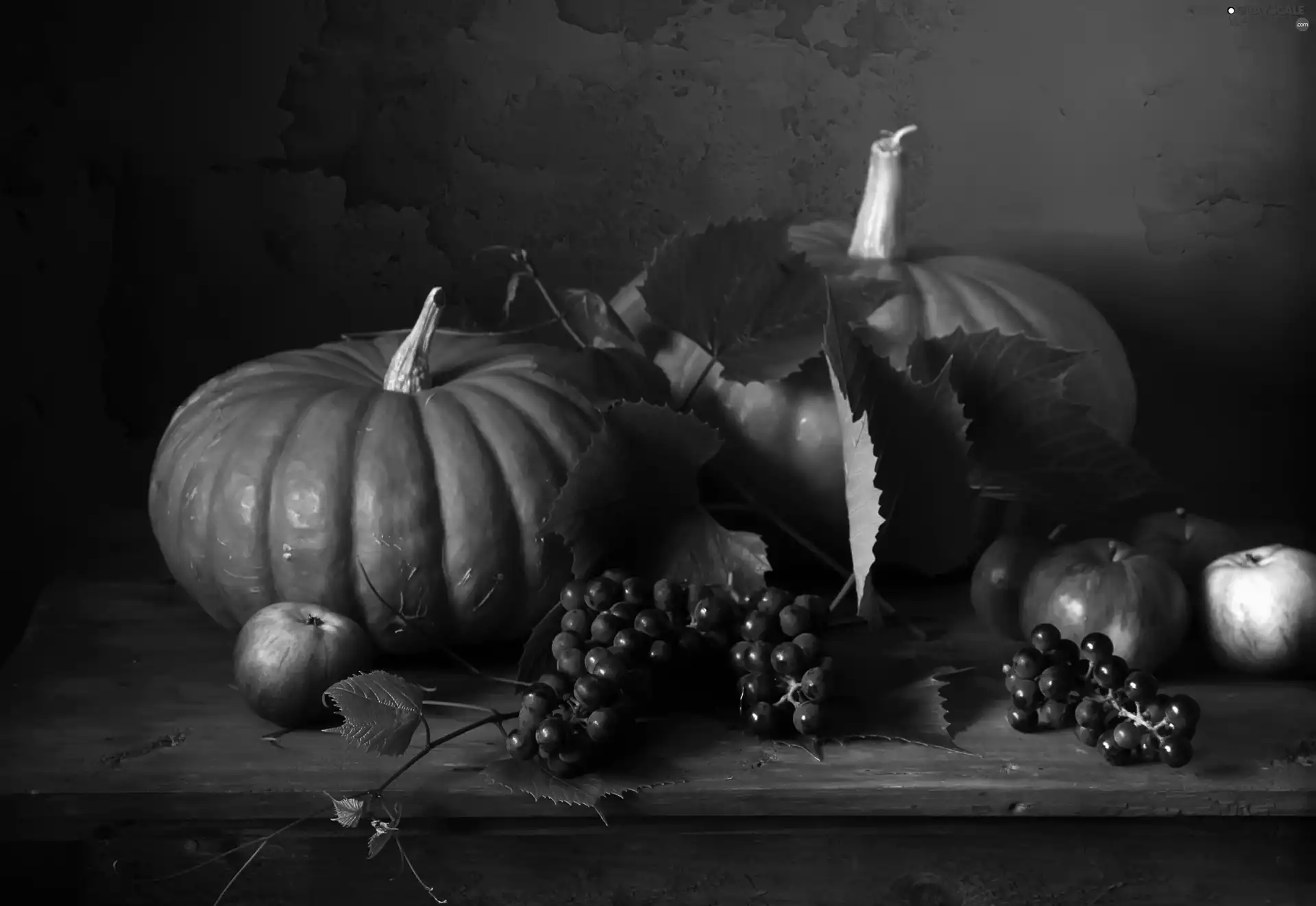 Grapes, pumpkin, apples