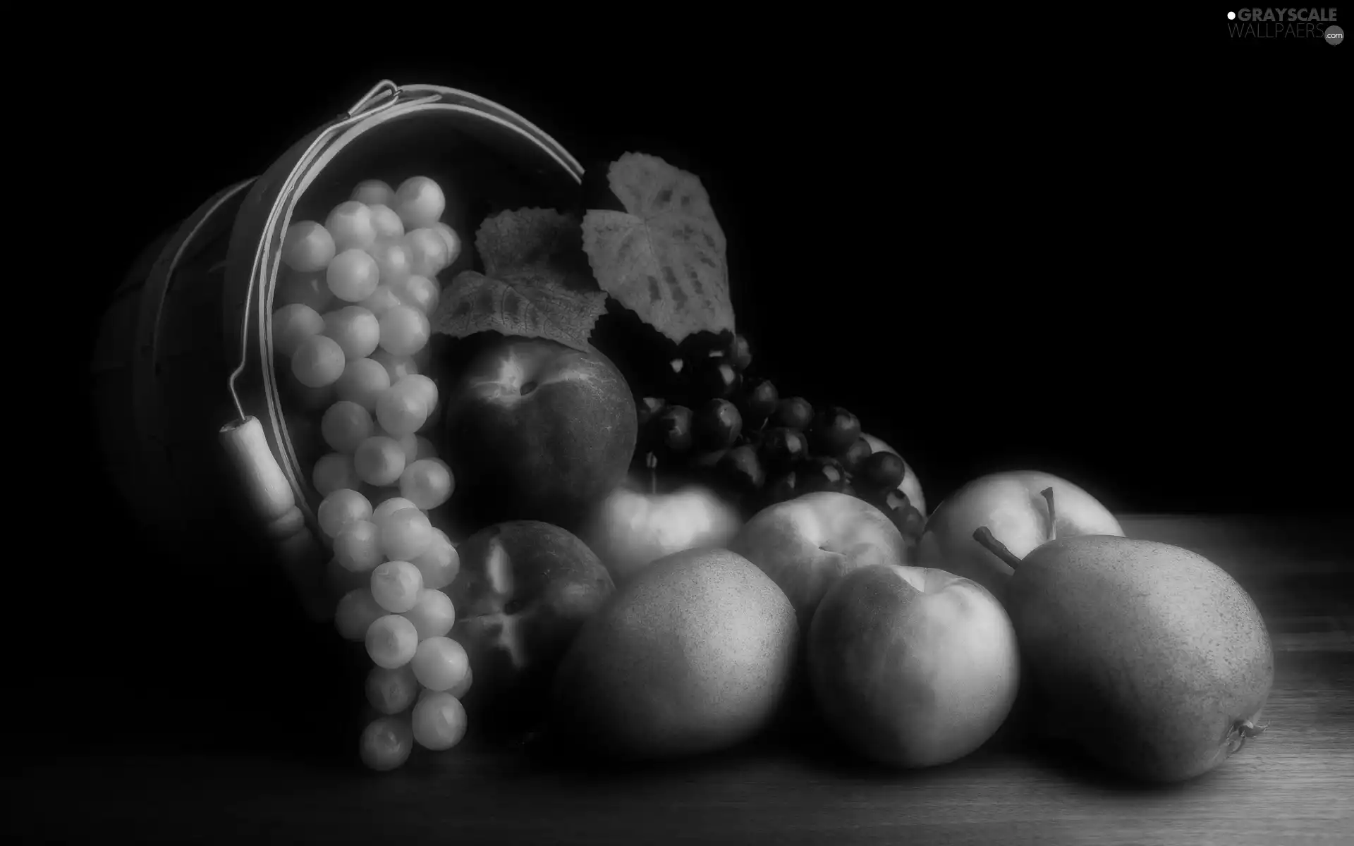 Fruits, Apple, Grapes, Bucket