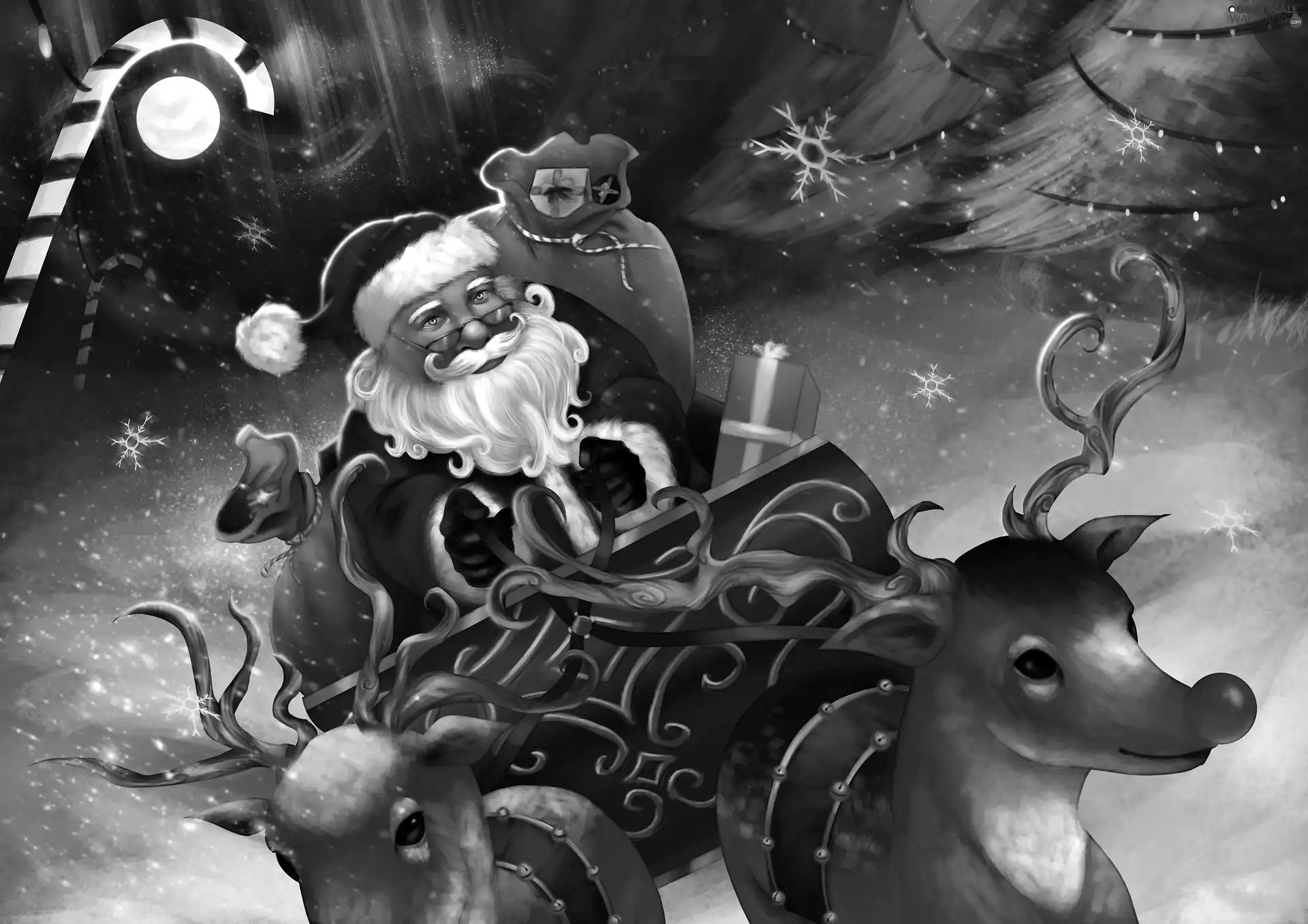 2D Graphics, Santa, sleigh