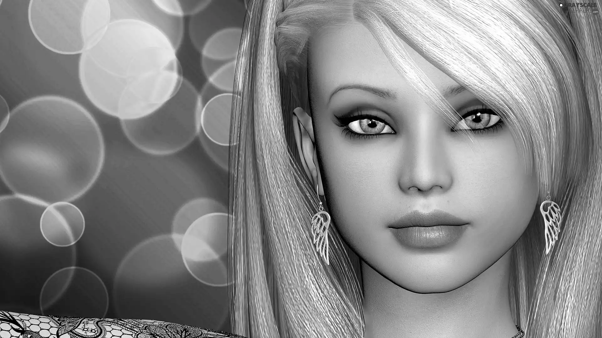 graphics, 3D, ear-ring, portrait, girl