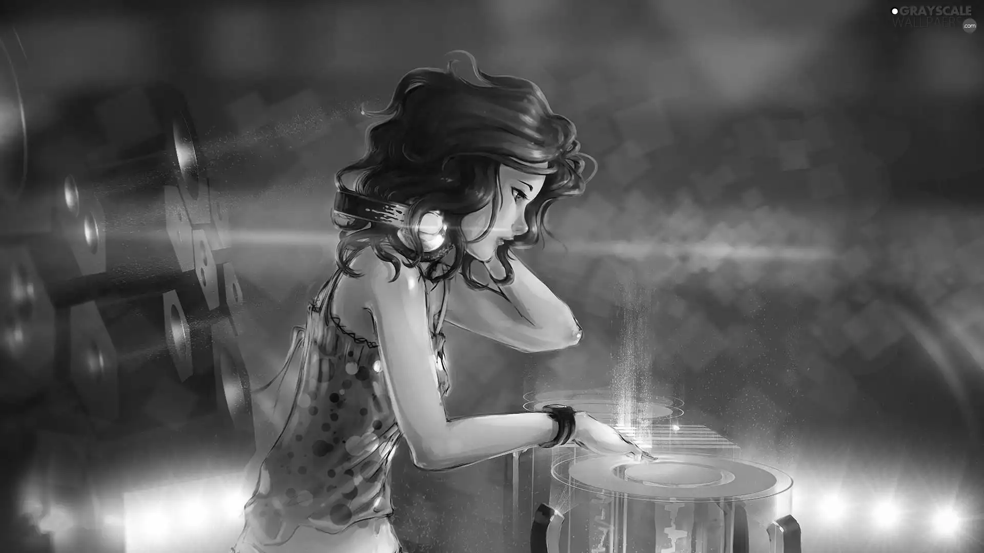 graphics, girl, HEADPHONES