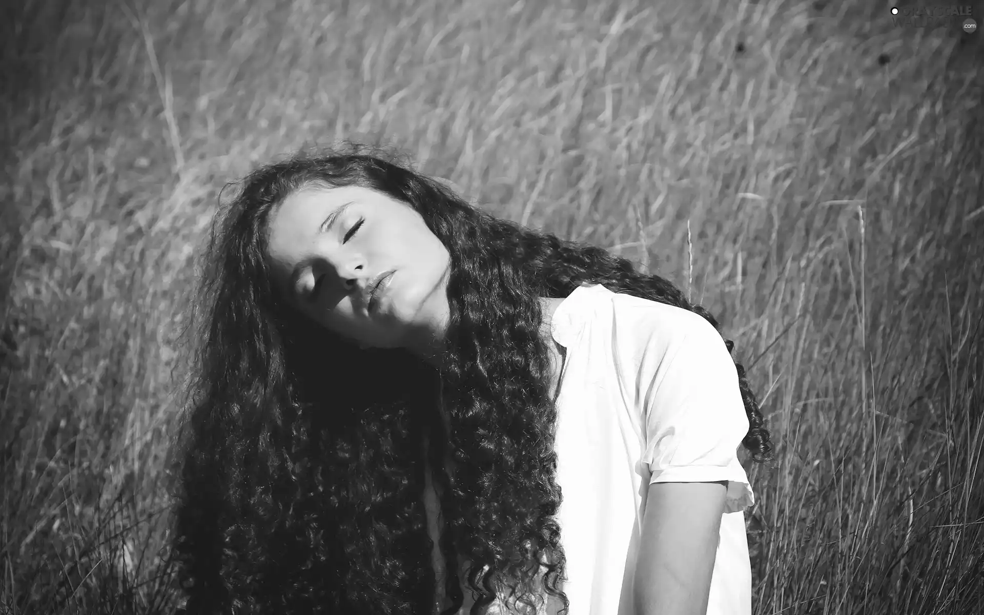 brunette, Hair, grass, spiral