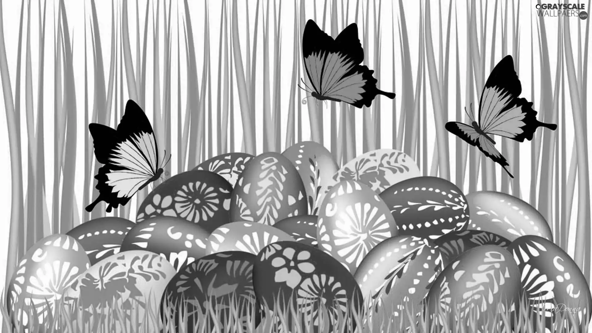 grass, butterfly, color, eggs, Easter