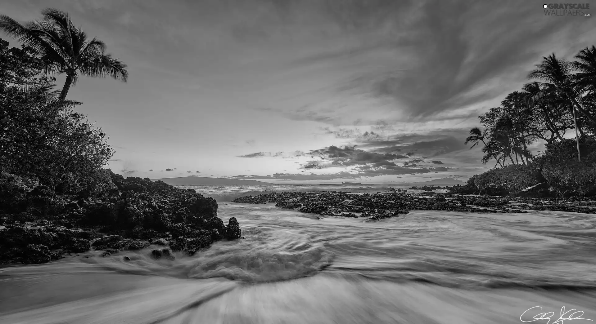 Great Sunsets, Palms, Maui Island, sea, Aloha State Hawaje