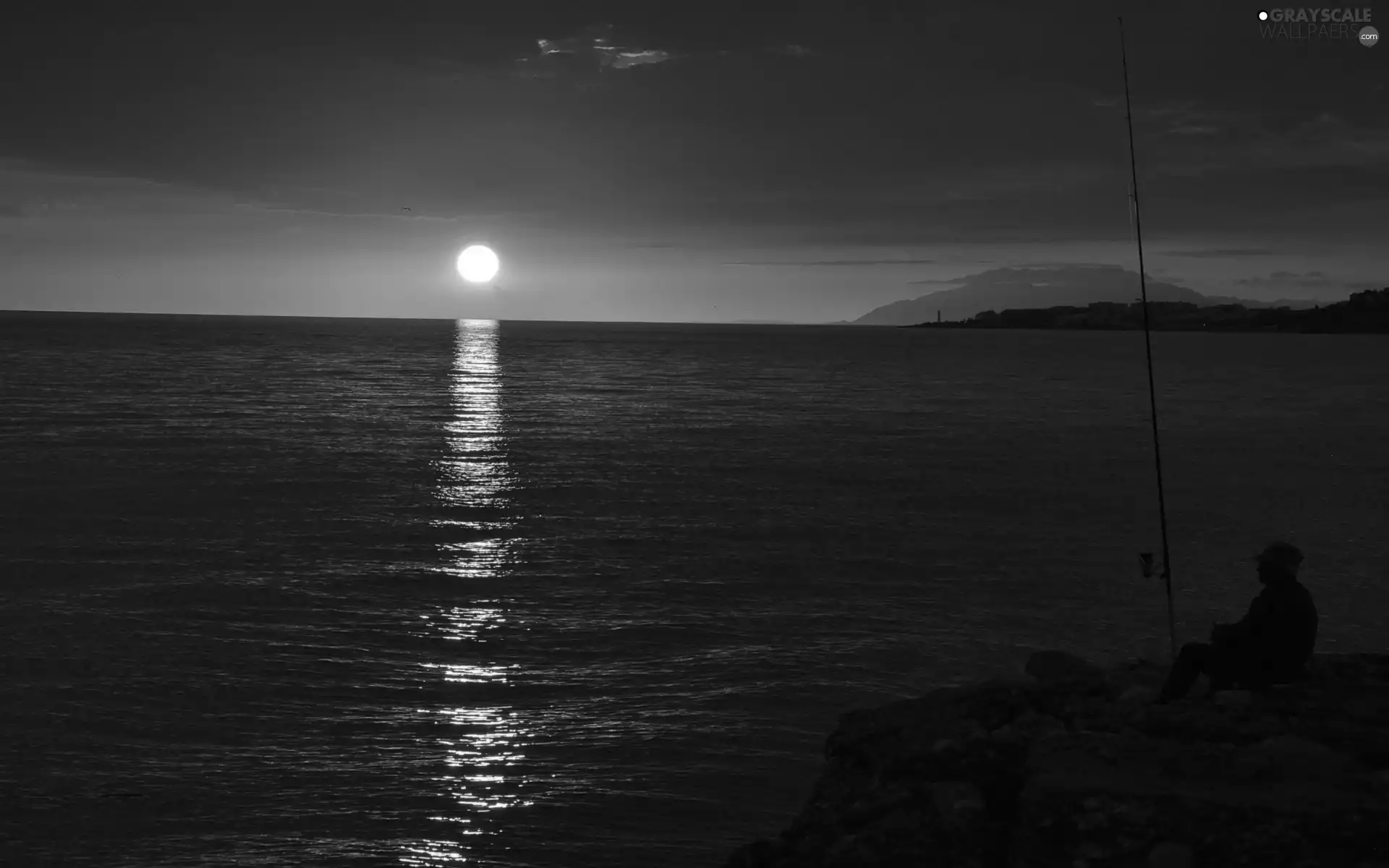 angler, sea, Great Sunsets