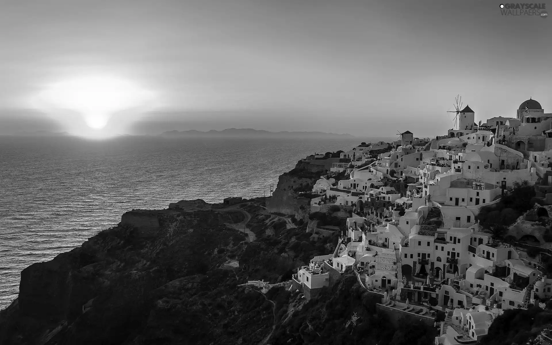 Greek, sea, Great Sunsets, Town