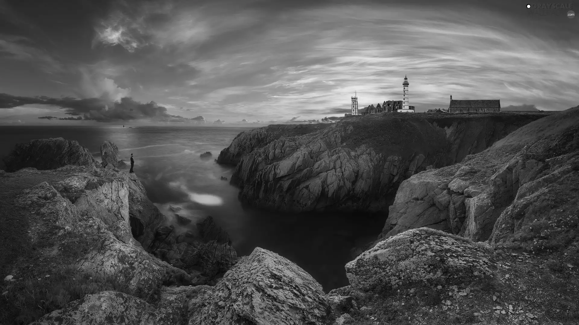 Great Sunsets, sea, Brittany, rocks, Saint-Mathieu Lighthouse, Plougonvelin, France