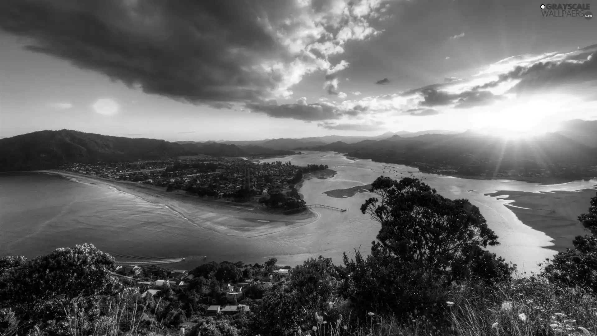 Tairua, New Zeland, clouds, Great Sunsets, River