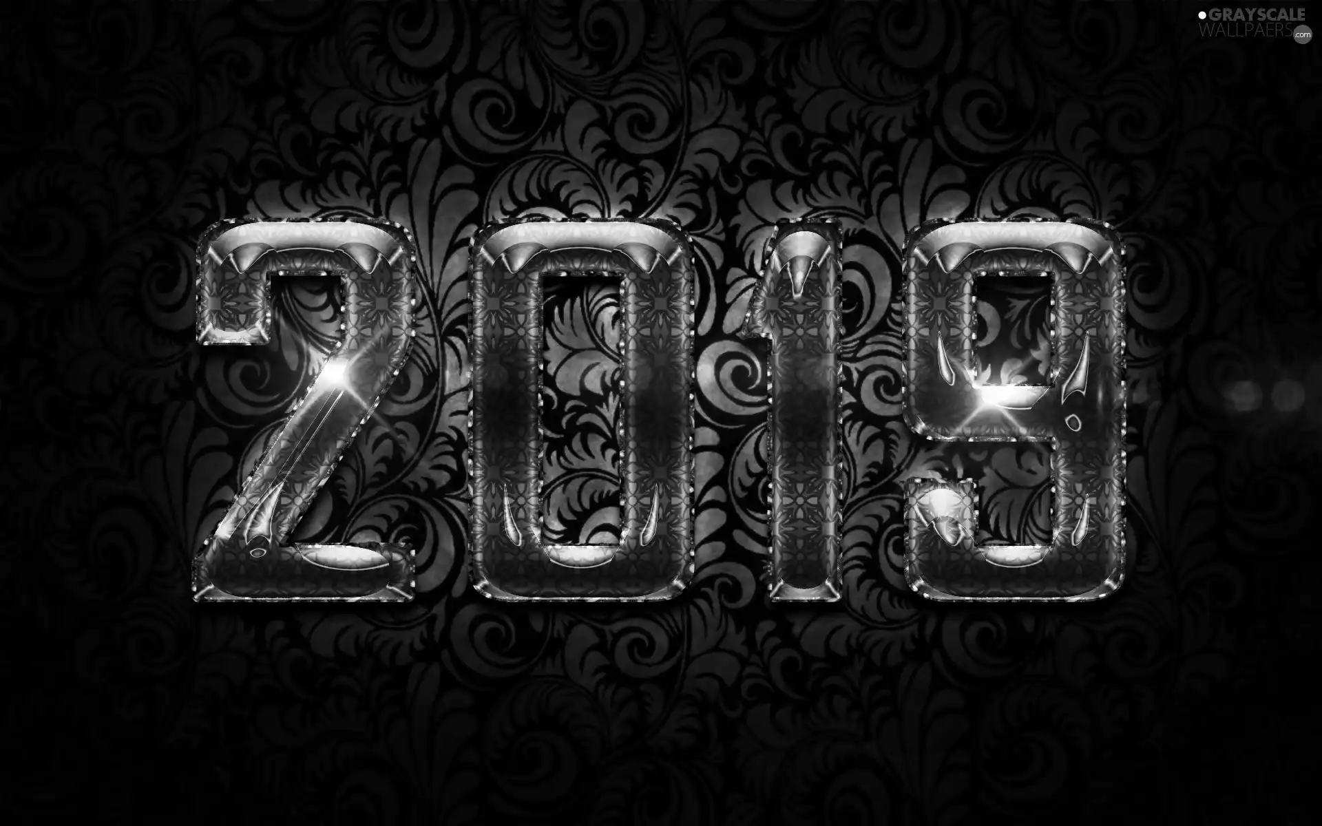 New Year, numbers, green ones, 2019