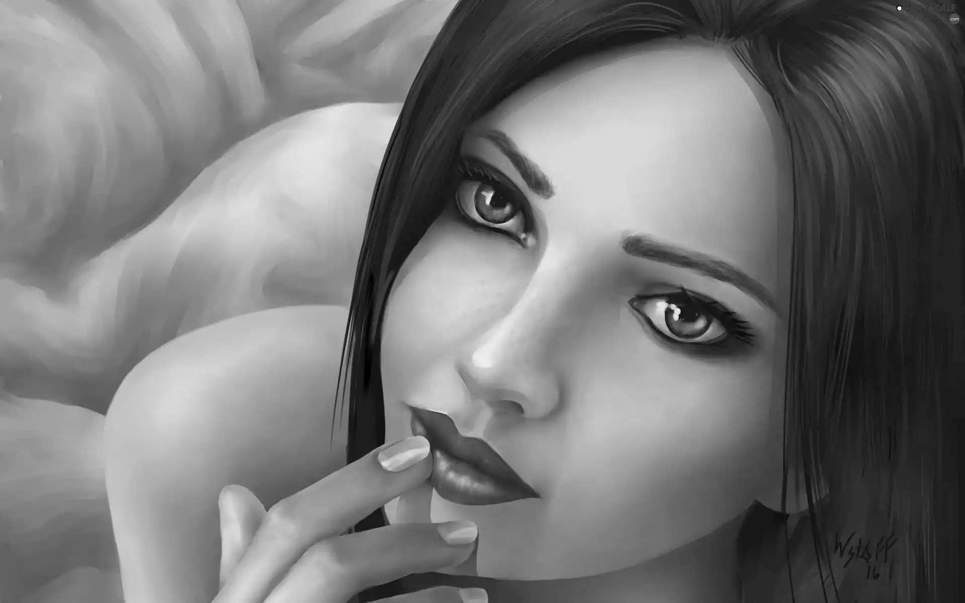 graphics, Green-eyed, brunette, Women