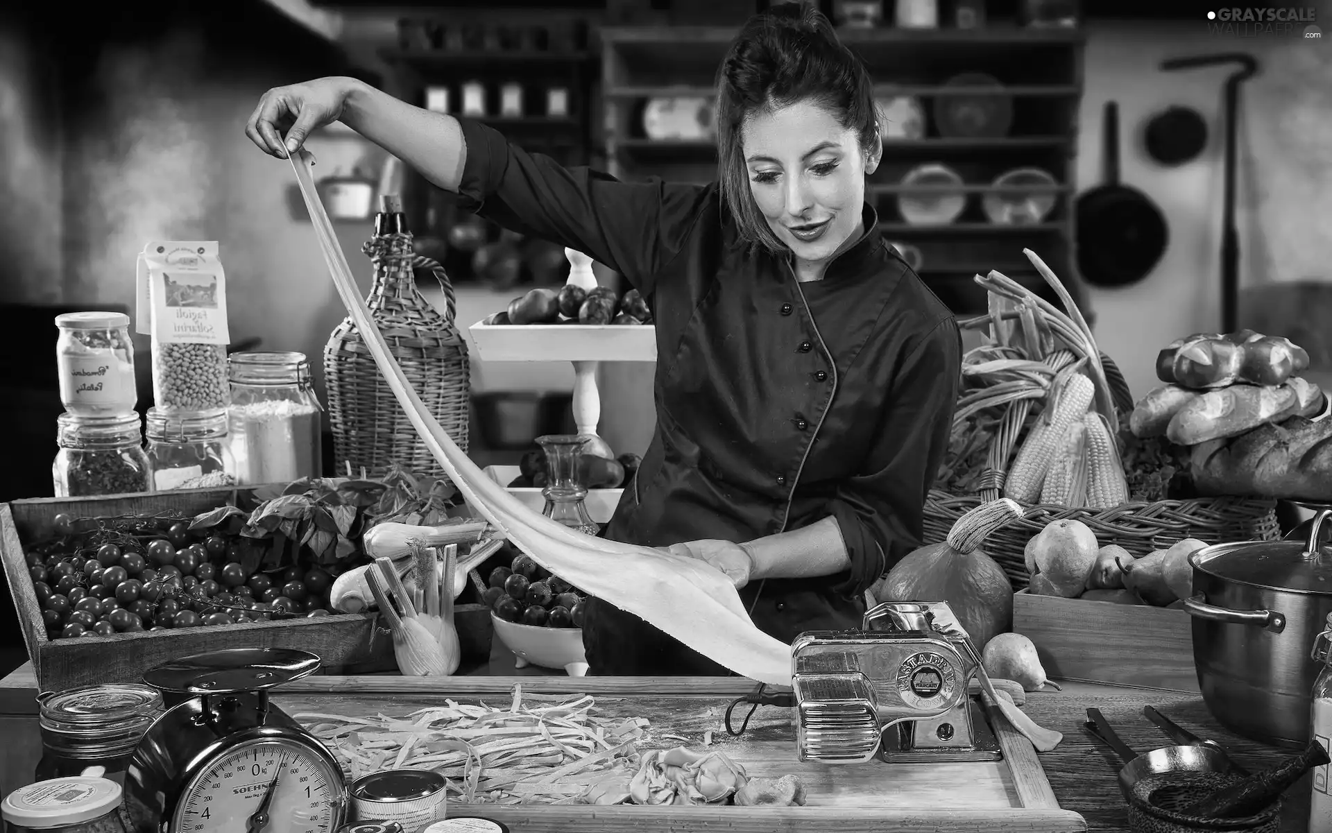 dishes, macaroni, weight, paste, Fruits, Kitchen, Women, greengrocery