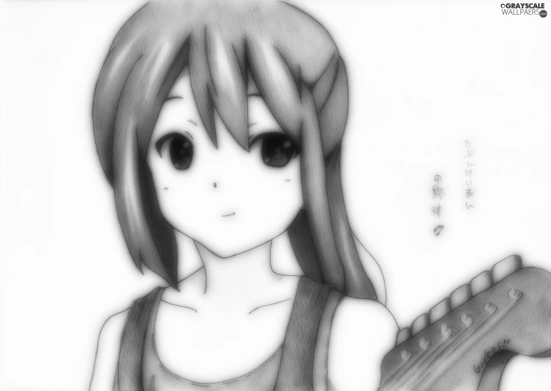 K-ON!, letters, Guitar, Japanese