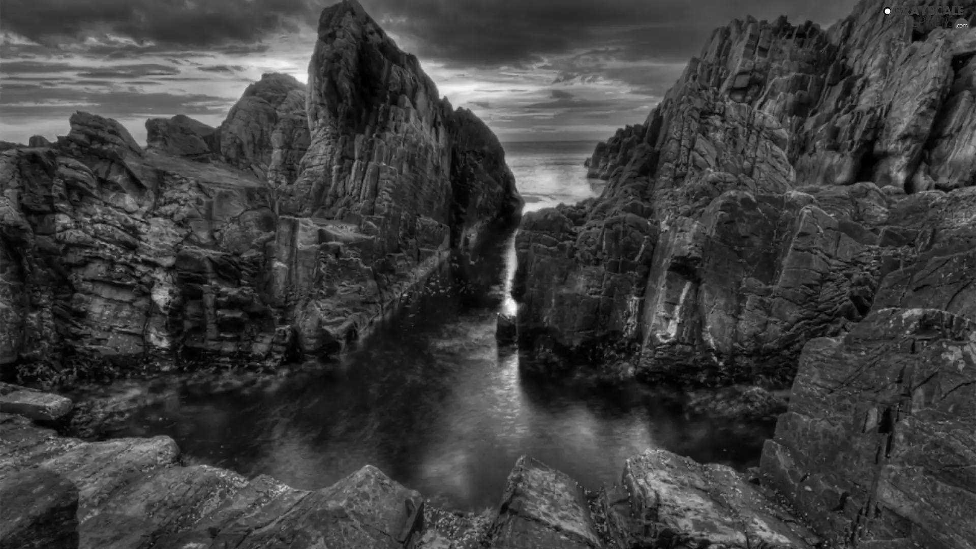 Gulf, rocks, waterfall